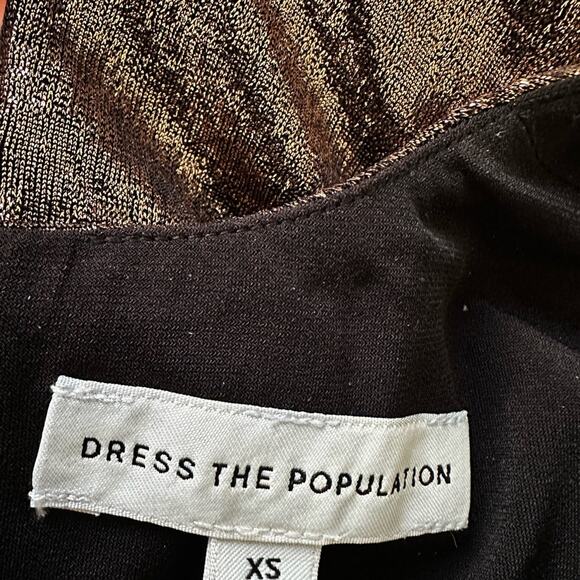 NEW Dress the Population Daria Bronze Midi Metallic Fall Sexy Cocktail Party NYE - Picture 6 of 9